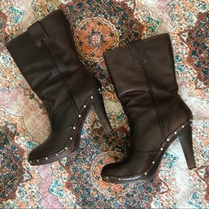 Micheal Kors Midi Wooden Clog Boots 8.5